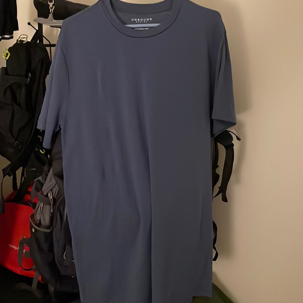 Unbound Merino Wool Crew Neck T-Shirt - Indigo Blue